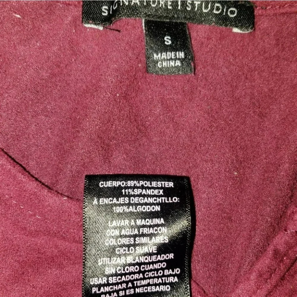 Signature Studio S Raspberry faux suede Boho top - Picture 5 of 5